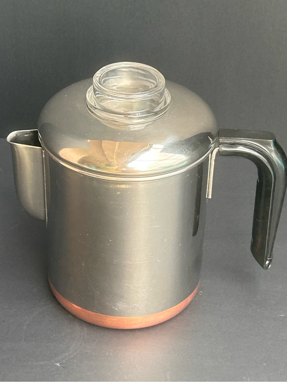 Vintage Revere Ware Coffee Percolator Copper Clad Glass Top 7.75β Tall